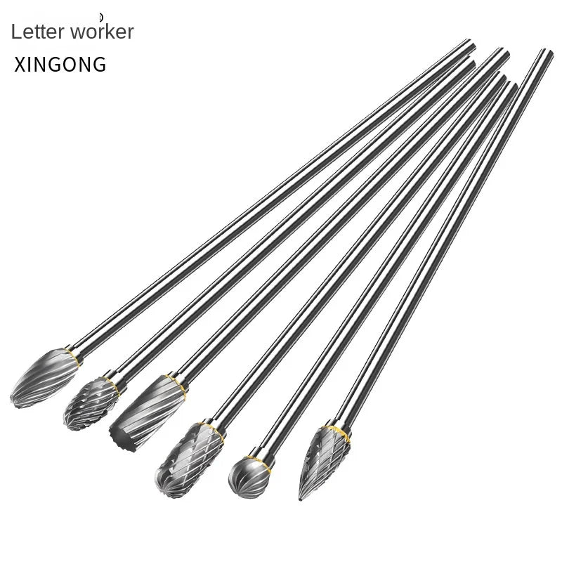 Letter Worker Polished 100mm 3*6 Long Tungsten Steel Alloy Diamond Cut Rotary File Electric Drill Tool Professional Durable High