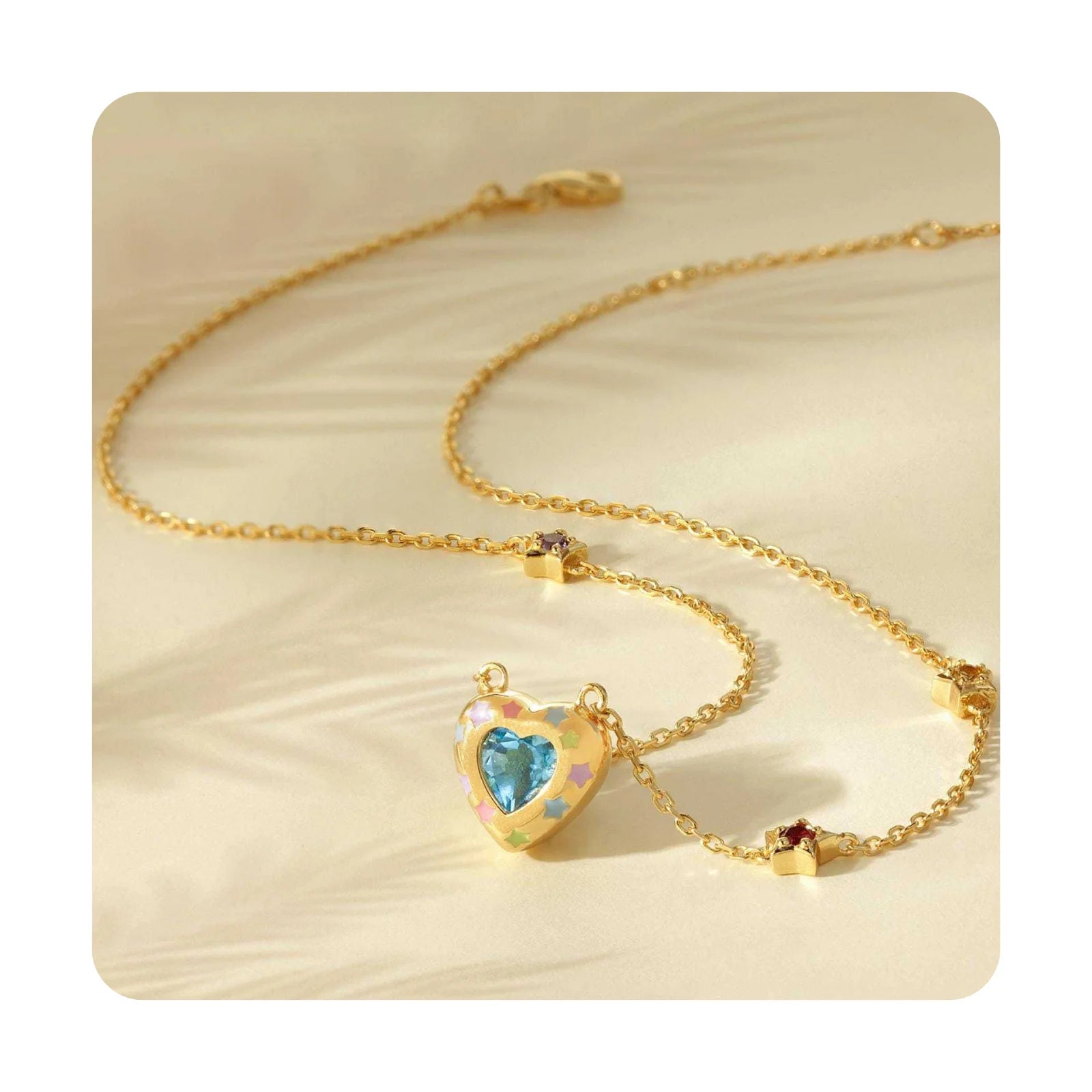 Stainless Steel Gold Plated Birthstone Twelve Love Opening and Closing Memorial Fashion Fine Jewelry Necklaces for Women