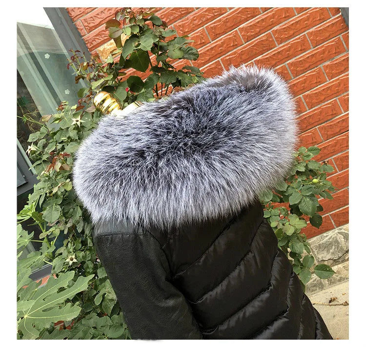 MWFur Fashion Top Quality Fox Fur Collar for Hood Fur Collar Hood Trim for Winter Jacket Winter Season Custom Big Size Thick