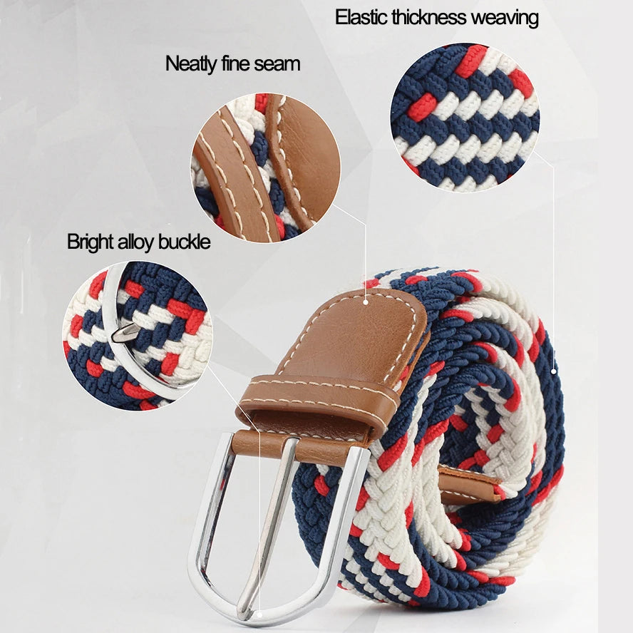 Wholesale Luxury Fashion Nylon Stretch Fabric Belt Comfortable Outdoor Durable Elastic Woven Golf Belt