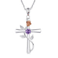 CAOSHI Hot Sale Design Rose Cross Necklace Muti Color Zircon Silver Plated Pendent Charm Crystal Necklace for Woman