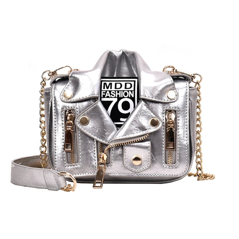 Designer square Jacket Shape Handbag Purse Function Korean Chains Bag Pu Leather Girls Crossbody Bag