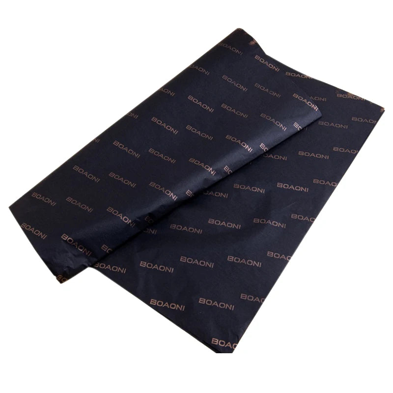 Custom Logo Luxury Black Color Gold Stamping Decorative Gift Packaging Color Tissue Paper for Shoe Clothing