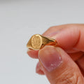 Tarnish Free Wildflower Signet Rings Set Stainless Steel PVD Gold Plated Chunky Rings Minimalist Jewelry
