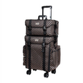 2 in 1 Set Detachable Large Makeup Case with TrayStylist Soft Rolling Beauty Trolley Zipper Luxury Multi-functional Makeup case