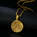 Viking Masonic Badge Men's Style American Disc Stainless Steel Necklace Masonic Symbol Pendant Rope Chain Necklace Jewelry