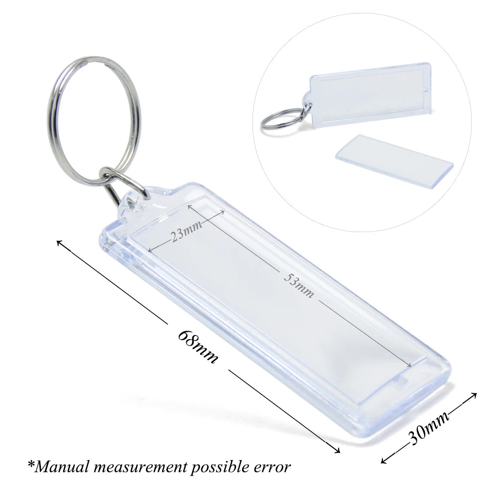 BIG Size Wholesale Cheap DIY Photo Frame Long Rectangle Keychain Plastic Keyring Insert Picture Case Custom Acrylic Key Ring
