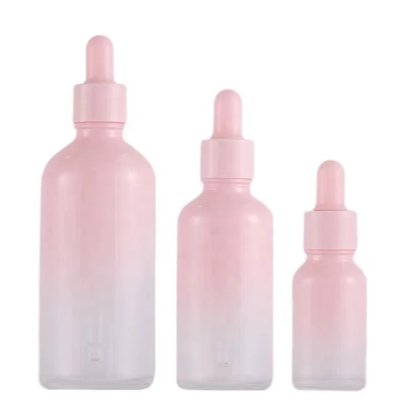 Hot Sale New Arrival Custom Color Gradient Pink Perfume Essence Fragrance Oil Glass Dropper Bottle for Skin Care Serum 5ml 10ml