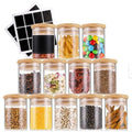 Food Storage Canister Airtight Round Bamboo Lid Glass Jar Pasta Glass Container With Wood Lid