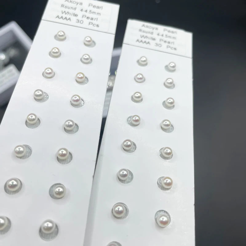 Wholesale 4A White 4-4.5mm Round Shape Loose Freshwater Pearls Half Drilled Hole Real Natural Pearl