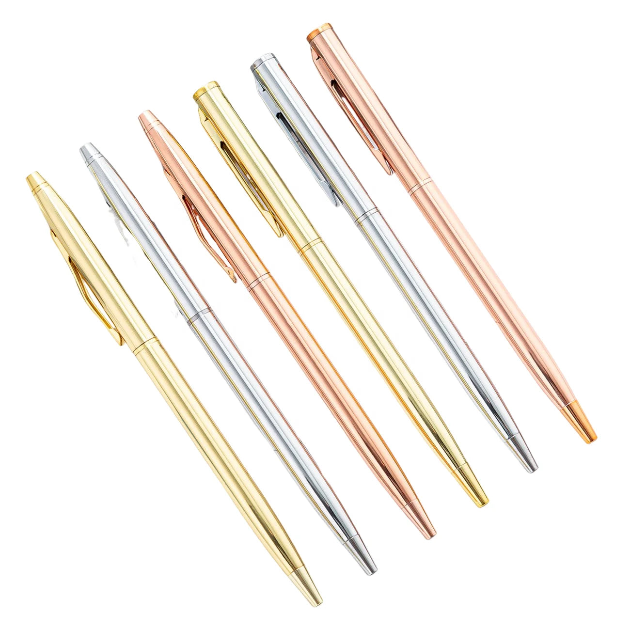 Hot Selling High-quality Rose Gold Metal Twisted Ballpoint Pen Ultra-thin Luxury Hotel Pen with Customized logo Wholesale