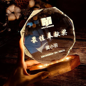 Wooden Light up Blank Octagon Plaque Crystal Trophy Award MH-NJ0288