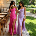 High Quality Elegant Backless Solid Dress Sleeveless Ruched Bodycon Pleated Sexy Satin Dress Long Maxi Dress