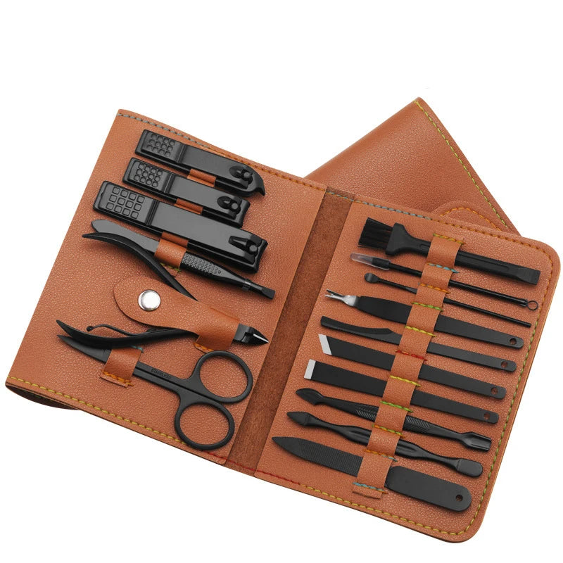 Wholesale Good Quality 16 Pcs Stainless Steel Manicure Set With PU Bag Nail Clippers