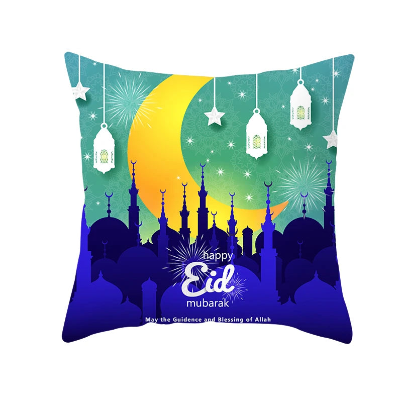 45*45cm Muslim Ramadan Decoration for Home Cotton Seat Sofa Cushion Cover Classic Lantern Throw Pillowcase Cover Eid Mubarak