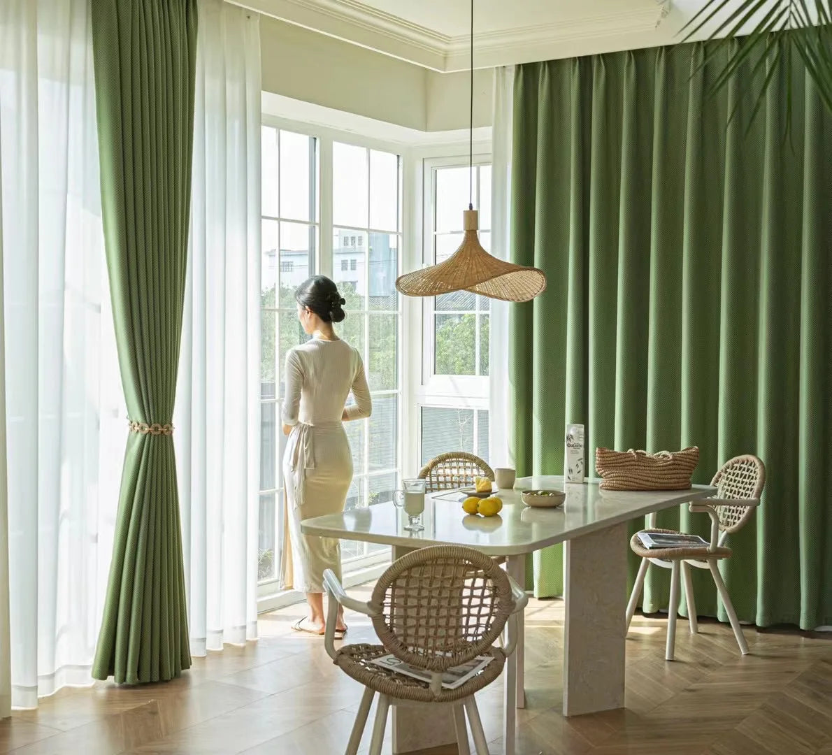 Wholesale Luxury 100 Blackout Curtain for Living Room Fancy Designed Thermal Insulated Ripple Grommet Embroidered Plant Woven