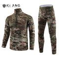 KIANG Thermal Underwear Winter Thickened Thermal Suit Men's Compression Fleece Sweat-Absorbent Quick-Drying Thermal Trousers