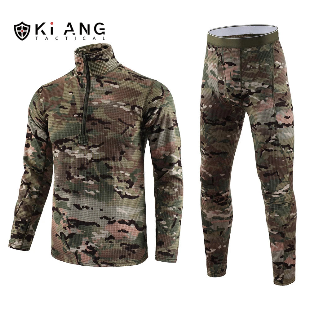 KIANG Thermal Underwear Winter Thickened Thermal Suit Men's Compression Fleece Sweat-Absorbent Quick-Drying Thermal Trousers