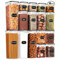 16pcs Set BPA Free Airtight Plastic Stackable Kitchen Organizer Cereal Dry Food Storage Bin Box Container