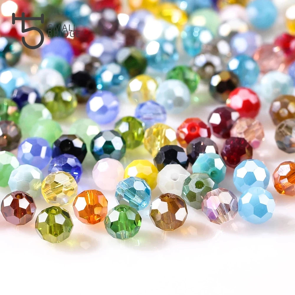 Factory Direct 3 4 6 8mm Round Spacer Glass Beads With Holes Jewelry Accessories for Necklace Earring