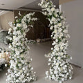 S903 Wedding Supplies Floral Backdrop Decoration Curved Cow Stand Two Pieces Half Open Arches Artificial Silk Flower Horn Arch