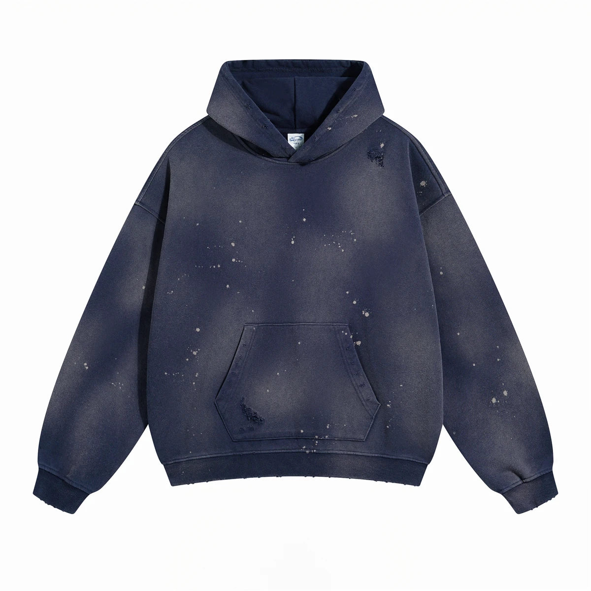Distressed Pockets Acid Wash Hoodie Plus Size Men's Hoodies & Sweatshirts  Drop Shoulder Heavyweight Hoodie