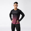 Gym Training Workout Athletic Wear Shirt Men Quick Dry Fitness Jogging Gradient Tshirt Long Sleeve
