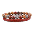 New Design Men Bracelet Bangle Set Natural Stone Stainless Steel Lion Leaf Feather Charm Genuine Leather Bracelet