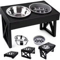 Stainless Steel Neck Protective Height-adjustable 3 Height High Tall Adjustable Raised Elevated Pet Dog Bowl