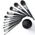 12 Pieces Synthetic Wood Handle Natural Hair Vegan Custom Logo High Quality Private Label Professional Makeup Brush Set