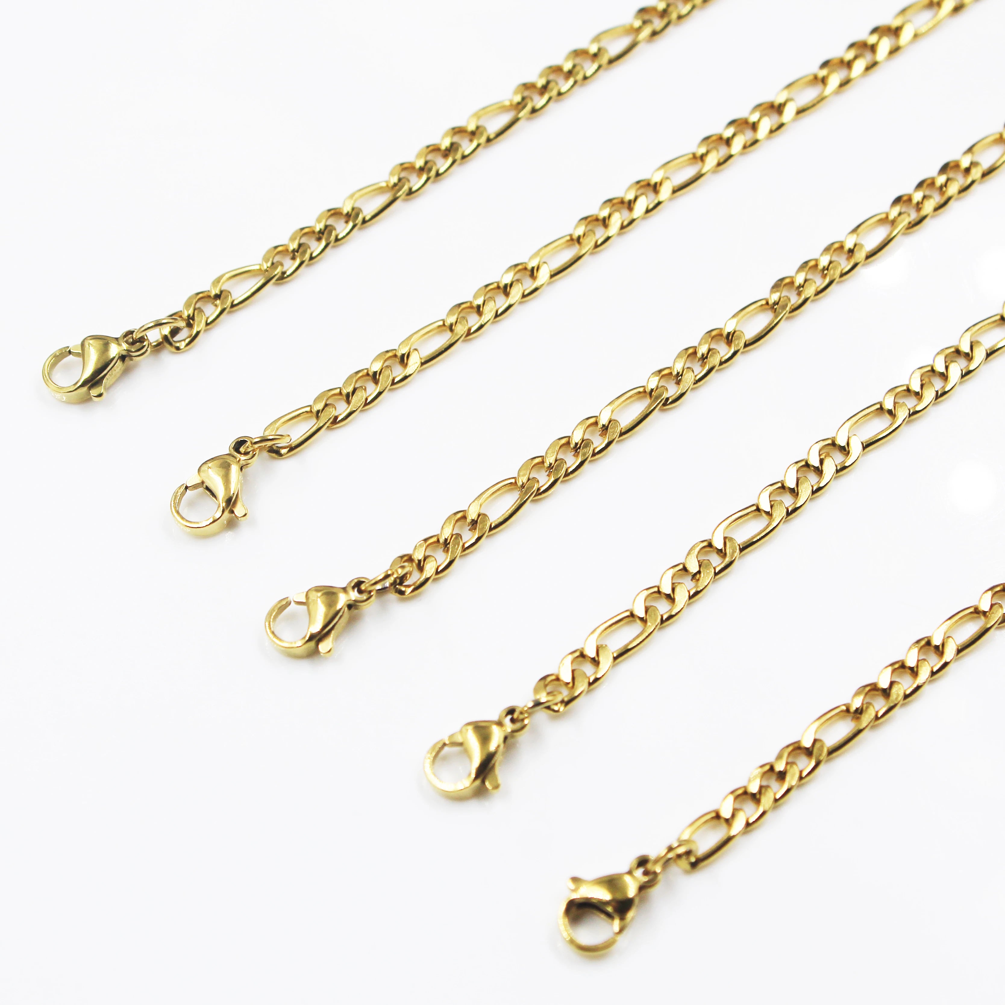 BMZ Best Quality Stainless Steel Hip-hop Figaro Link Necklace 45/60 Cm*0.5 cm Gold Plated for Gift