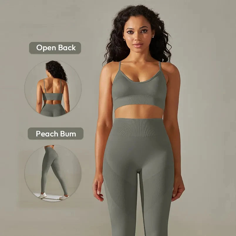 Custom Sling Back Bra Top and Leggings Breathable and Quick-Drying Workout Fitness Clothes Women'S Gym Yoga Sport Wear Two Piece