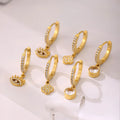 Ganku Wholesale 18K Gold INS Fashion Trend Personality Drop Earrings Star Moon Inset Zircon Ear Buckle Earrings