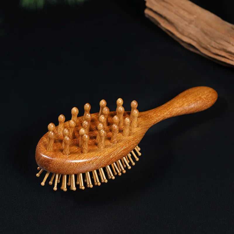 Factory Wholesale Custom logo Double Sided Sandalwood Air Cushion Comb  for Smooth Hair Massage for Home and Hotel Use