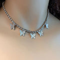 Fashion Trendy butterfly  Rhinestone Tennis Chain Choker Necklace