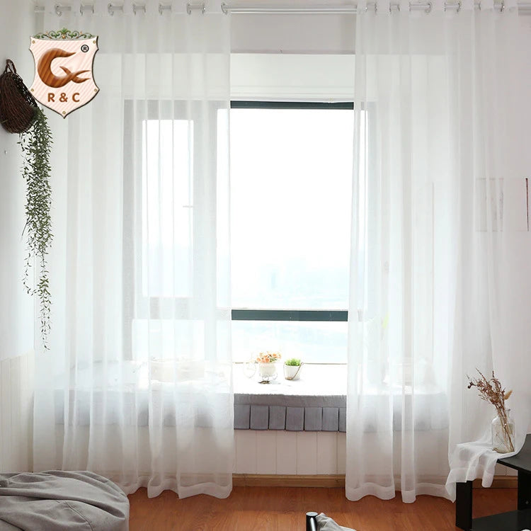 Wholesale Customized Mesh White Sheer Curtain for Living Room Decoration