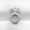Sterling Silver 8*10mm Semi Mount Pendant Empty Frame Blank Support Setting S925 Base Holder Without Center Stone for DIY Inlay
