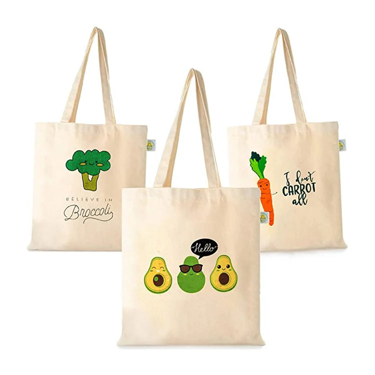 Custom Logo Printed Eco Friendly Reusable Recycled Grocery Pack Cheap Shopping Cotton Canvas Tote Bag With Inner Pocket