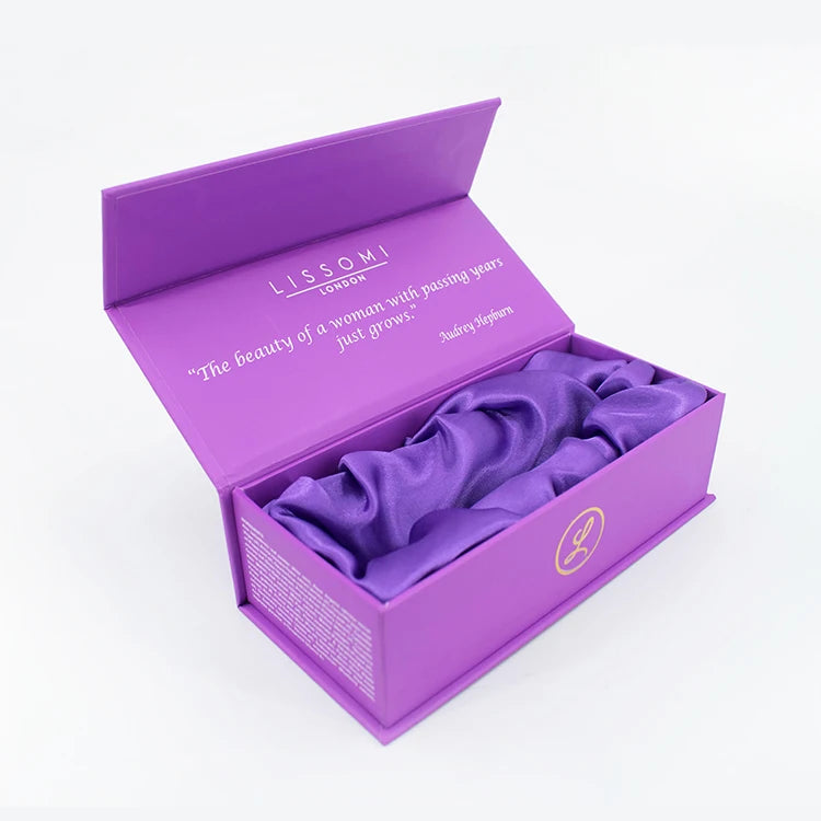 Custom Royal Purple Magnetic Gift Box Packaging Recycled Materials Sponge Lining for Perfume Essential Oil Gift Sets for