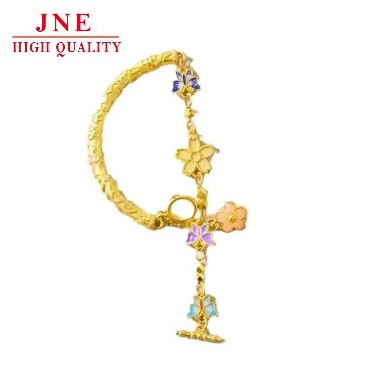 Gold Store Same Style Ancient Style Alluvial Gold 999 Burning Blue National Fashion Half Bracelet DIY Ornament Accessories
