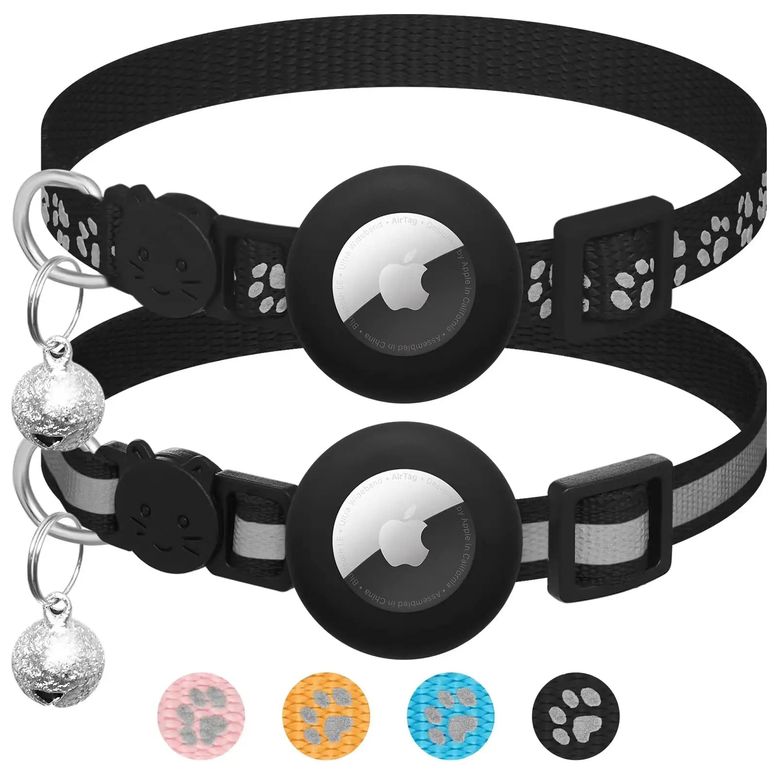 Airtag Cat Collar Breakaway with BellReflective Kitten Collar Adjustable 7-12Inch airtag Silicone Cat Collar with Apple Airtag