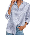 Ohsisa Women Spring Long Sleeve Shirts Leopard Print Jacquard Blouse Turn Down Collar Office Lady Europe Casual Loose Blouse Shirt