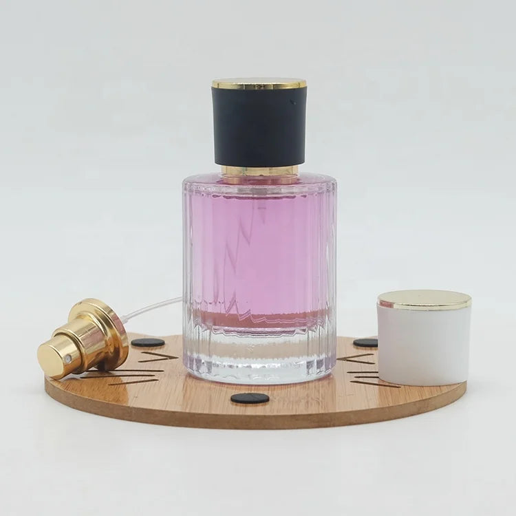 Screw Top Grade Striped Perfume Bottle 30ml 50ml Vertical Glass Bottle Pressed Spray Perfume Bottle No Fire Fragrance