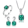 Jewelry Sets Stud Earrings for Women Wedding Fine Jewelry 925 Sterling Silver New for Women Gemstone Emerald Ring Pendant Green