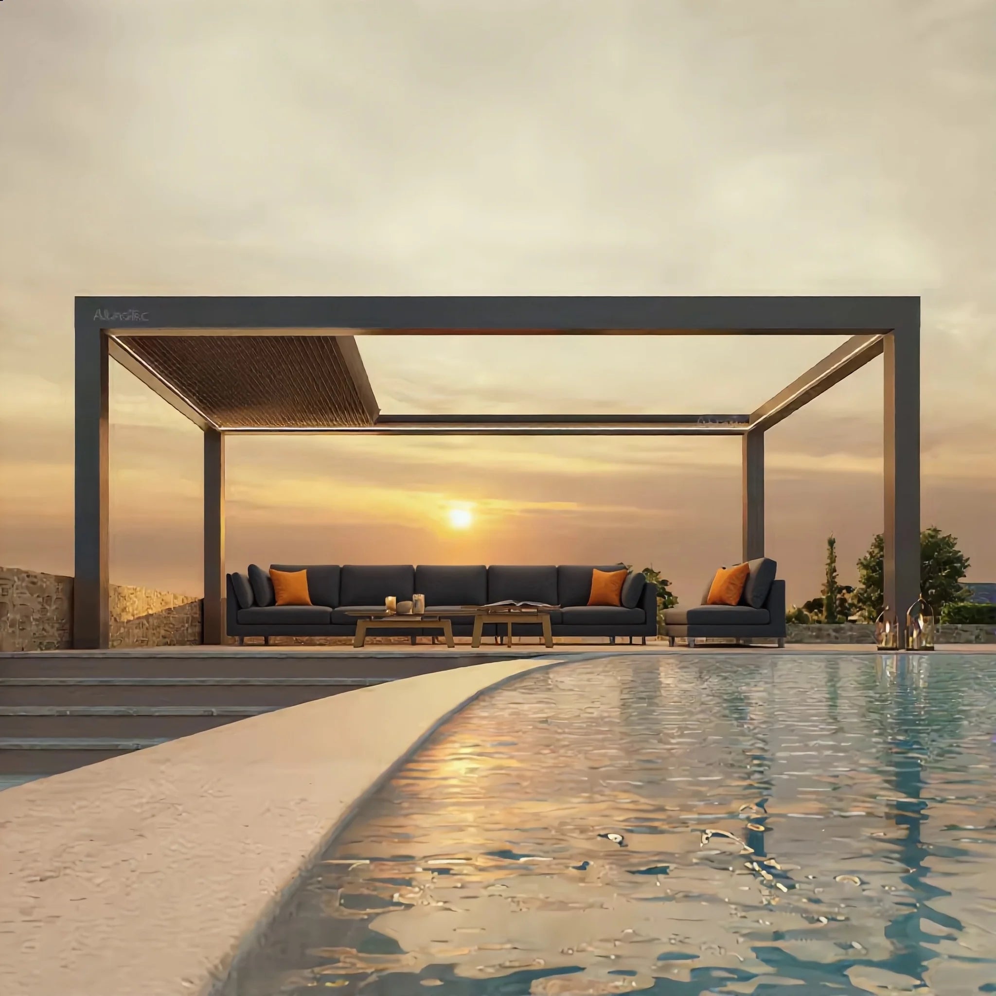 Customable Aluminum Frame Folding Canopy Integrated Drainage System UV-Anti for Outdoor Garden Spaces