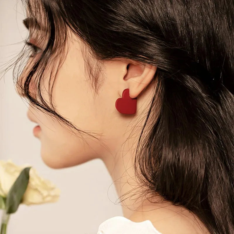 Fashion Gold Plated Stud Earrings 2021 Flower Heart Earrings for Women Party Jewelry Gift