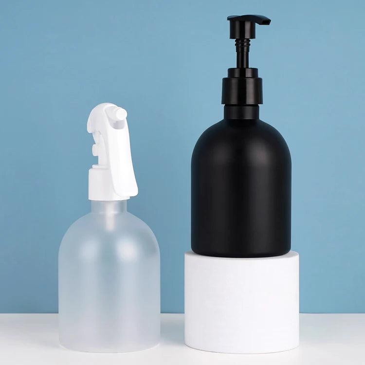 Clear Reusable Plastic PET Body Lotion Dispenser Bottle Empty Hand Washing Frosting Pump Bottles for Men Soap Liquid Shampoo