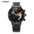 SINOBI Elegant Multi-functional Business Men's Watch Black Mineral Glass Pointer Dial Luminous Quartz S9829G