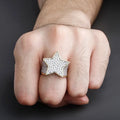 Wholesale Hip Hop Vintage Pentagram Brass Gold Plated Zircon Lab Created Rings Star Pentacle Fashion Casual Personalized Rings