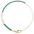 Fashion Premium Natural Chrysoprase Beaded Baroque Freshwater Pearl Necklace Sweater Chain Women's Jewelry Wholesale
